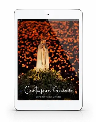 Imagem de amostra do Livro de Cantos para Procissão no tablet