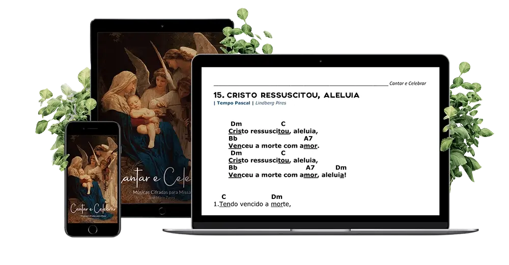 Amostra do Livro de músicas para missa na tela do Notebook